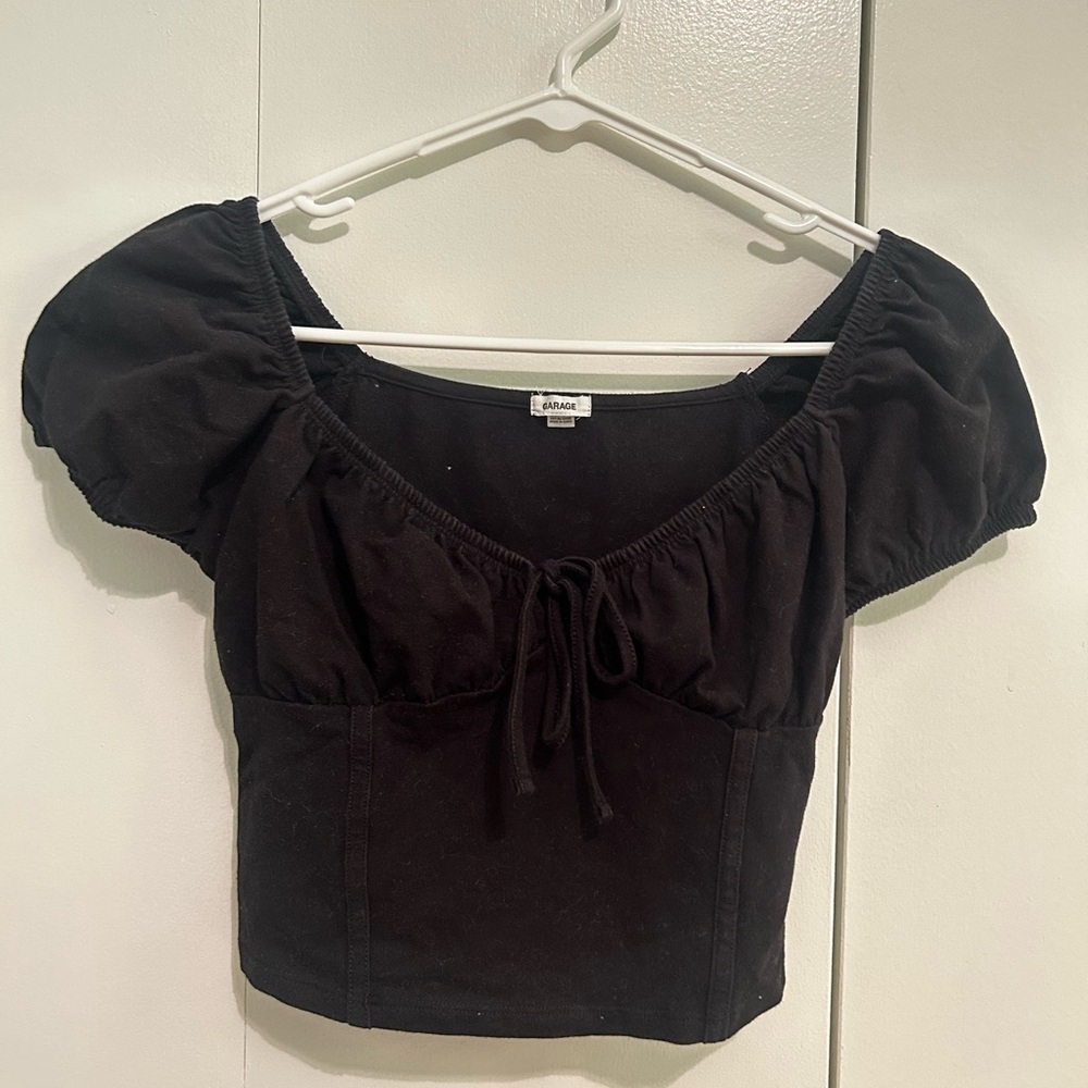 Garage Black Puff Sleeve Blouse